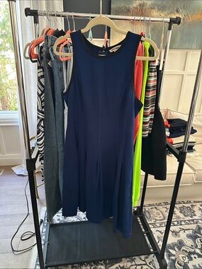 Banana Republic Navy Sleeveless Fit-and-Flare Midi Dress